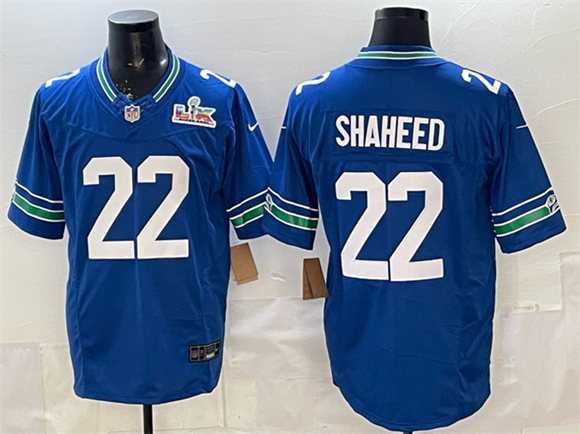 Mens Seattle Seahawks #22 Rashid Shaheed Royal 2025 F.U.S.E. Super Bowl LX Patch Vapor Throwback Limited Stitched Jersey Mens Seattle Seahawks #22 Rashid Shaheed Royal 2025 F.U.S.E. Super Bowl LX Patch Vapor Throwback Limited Stitched Jersey