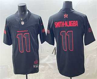 Mens Seattle Seahawks #11 Jaxon Smith-Njigba Limited Black Stranger Things Stuck In The Upside Down Jersey->->