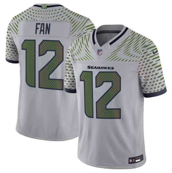 Mens Seattle Seahawks #12 Fan Gray 2025 F.U.S.E. Rivalries Vapor Untouchable Limited Stitched Jersey->->