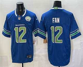 Mens Seattle Seahawks #12 Fan Royal FUSE 2025 NFC West Champions Patch Limited Stitched Jersey->->