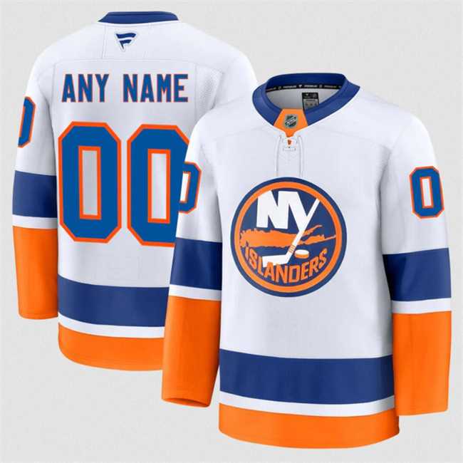 Mens New York Islanders ACTIVE PLAYER Custom White 2024-25 Away Stitched Hockey Jersey Mens New York Islanders ACTIVE PLAYER Custom White 2024-25 Away Stitched Hockey Jersey