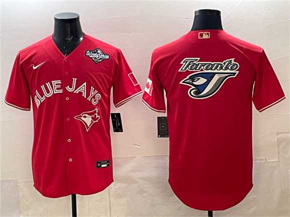 Mens Toronto Blue Jays Team Big Logo Red 2025 World Series Home Cool Base Stitched Jersey Mens Toronto Blue Jays Team Big Logo Red 2025 World Series Home Cool Base Stitched Jersey