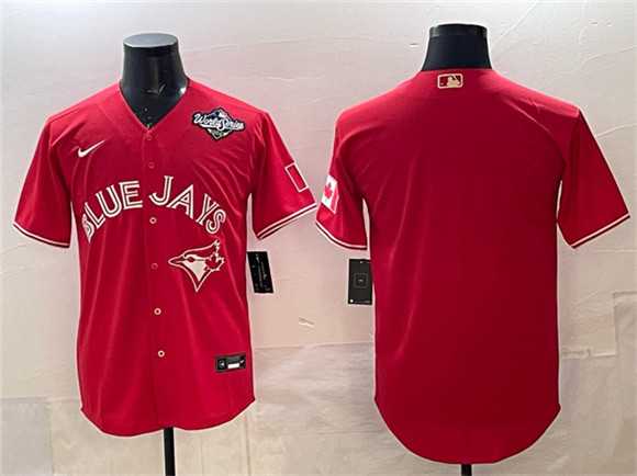 Mens Toronto Blue Jays Blank Red 2025 World Series Home Cool Base Stitched Jersey Mens Toronto Blue Jays Blank Red 2025 World Series Home Cool Base Stitched Jersey
