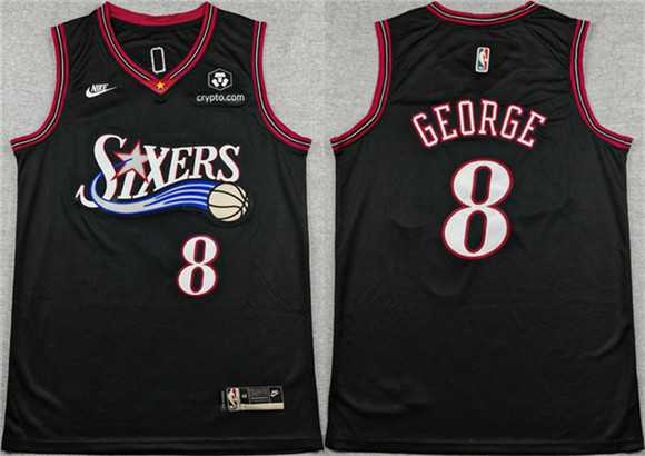 Mens Philadelphia 76ers #8 Paul George Black 2025 Classic Edition Stitched Stitched Jersey Mens Philadelphia 76ers #8 Paul George Black 2025 Classic Edition Stitched Stitched Jersey