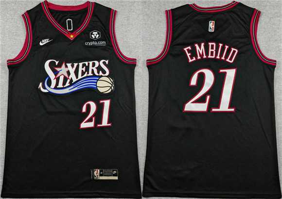 Mens Philadelphia 76ers #21 Joel Embiid Black 2025 Classic Edition Stitched Stitched Jersey Mens Philadelphia 76ers #21 Joel Embiid Black 2025 Classic Edition Stitched Stitched Jersey