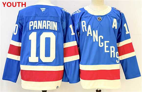 Youth new york rangers #10 artemi panarin blue 2025 with a patch stitched hockey jersey Youth new york rangers #10 artemi panarin blue 2025 with a patch stitched hockey jersey