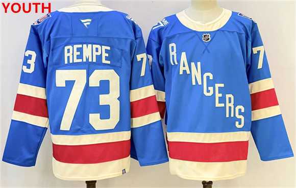 Youth new york rangers #73 matt rempe blue 2025 stitched hockey jersey Youth new york rangers #73 matt rempe blue 2025 stitched hockey jersey