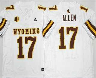 Mens Wyoming Cowboys #17 Josh Allen Limited White FUSE College Jersey Mens Wyoming Cowboys #17 Josh Allen Limited White FUSE College Jersey