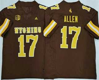 Mens Wyoming Cowboys #17 Josh Allen Limited Brown FUSE College Jersey Mens Wyoming Cowboys #17 Josh Allen Limited Brown FUSE College Jersey