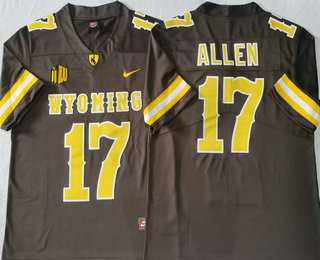 Mens Wyoming Cowboys #17 Josh Allen Brown Vapor Limited Stitched Nike Jersey Mens Wyoming Cowboys #17 Josh Allen Brown Vapor Limited Stitched Nike Jersey