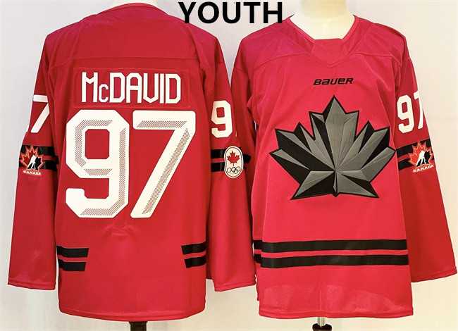 Youth Canada Hockey #97 Connor Mcdavid red stitched jersey Youth Canada Hockey #97 Connor Mcdavid red stitched jersey