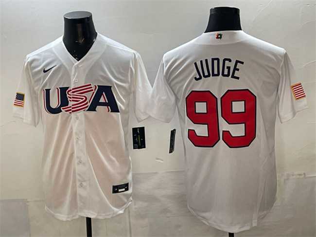 Mens USA #99 Aaron Judge White World Baseball Classic Stitched Jersey Mens USA #99 Aaron Judge White World Baseball Classic Stitched Jersey