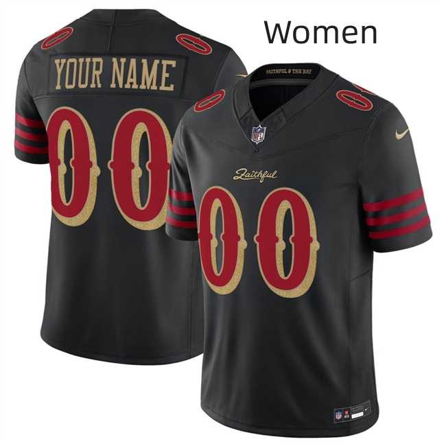 Womens San Francisco 49ers Active Player Custom Black 2025 F.U.S.E. Rivalries Vapor Limited Stitched Jersey