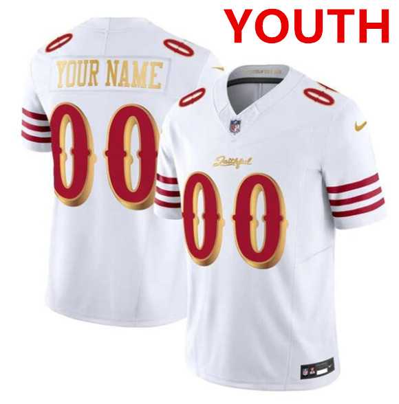 Youth San Francisco 49ers ACTIVE PLAYER Custom White Gold 2025 F.U.S.E. Rivalries Vapor Limited Stitched Jersey