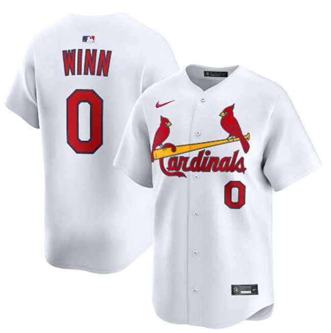 Mens St. Louis Cardinals #0 Masyn Winn White Home Limited Stitched Jersey Dzhi