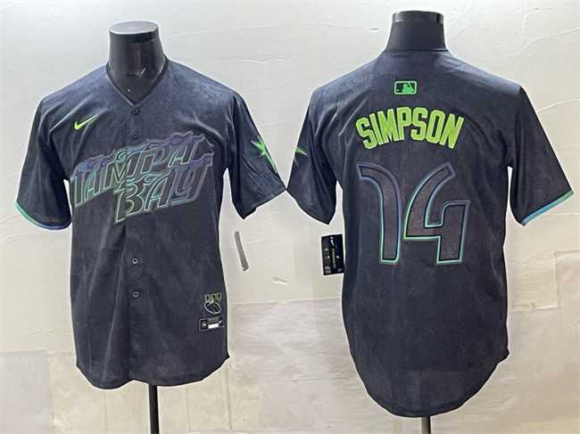 Mens Tampa Bay Rays #14 Chandler Simpson Charcoal 2024 City Connect Limited Stitched Jersey