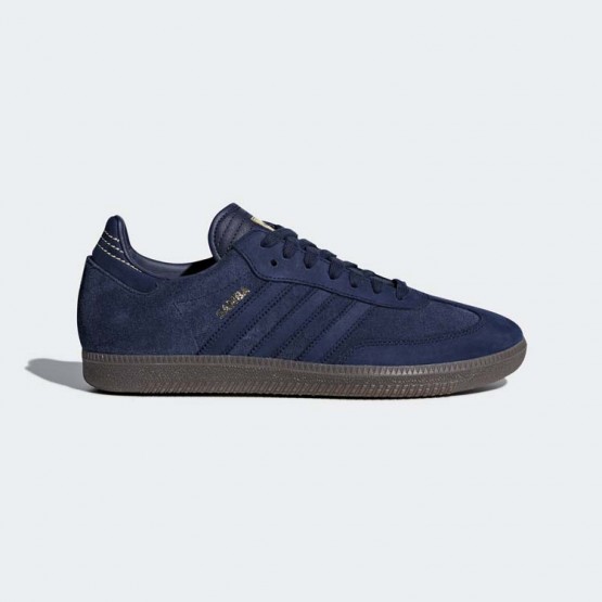 Mens Blue/Gold Metallic Adidas Originals Samba Fb Shoes 240IQLDA->Adidas Men->Sneakers