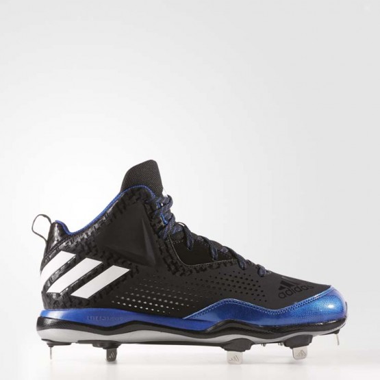 Mens Core Black/White/Collegiate Royal Adidas Poweralley 4 Mid Cleats Baseball Shoes 922LQEVY->Adidas Men->Sneakers